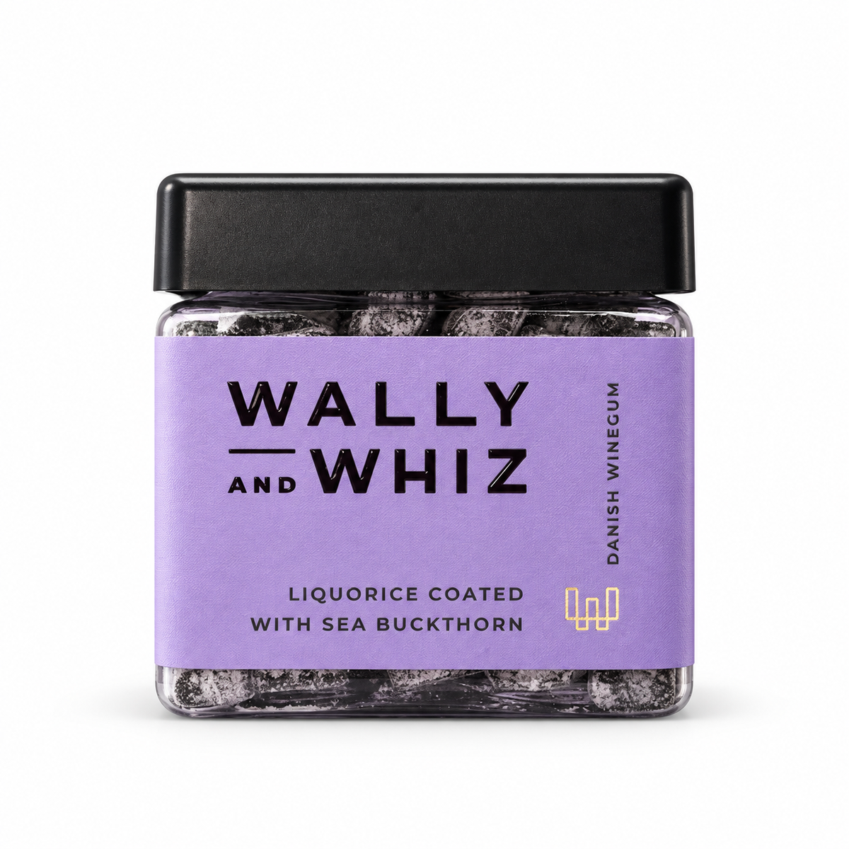 Lakrids med havtorn – 135 g – Wally and Whiz på hvid baggrund